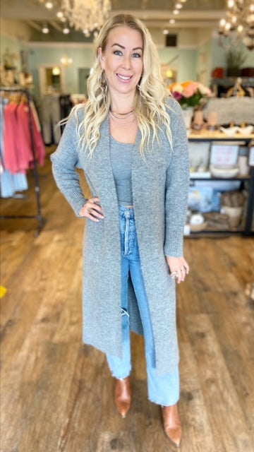 THE GROUP BABATON Grey Long Cardigan (S)