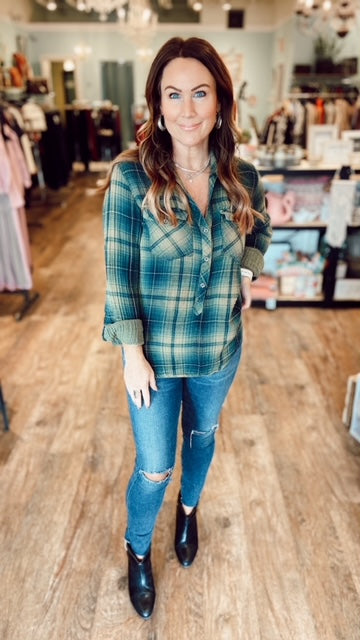 BELLA DAHL Plaid shirt (M)