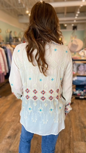 JOHNNY WAS Embroidered Blouse (L) NWT!