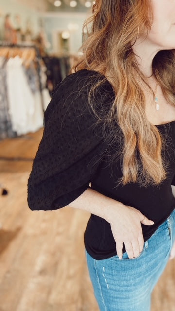 HEARTLOOM Black Ribbed Top (M) NWT!