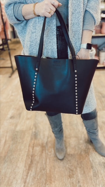REBECCA MINKOFF Leather Tote Studs