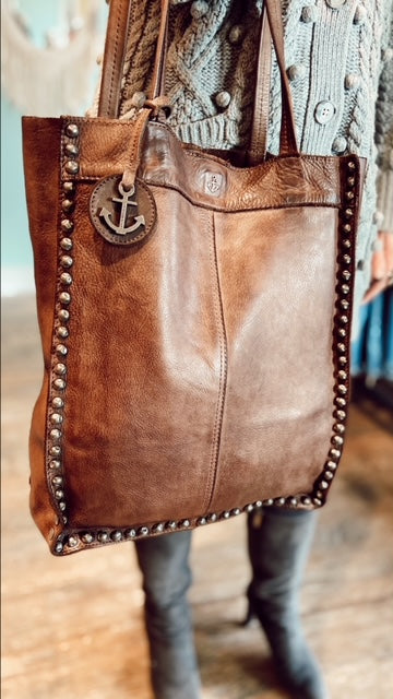 HARBOUR 2ND Large Leather Studded Tote