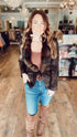 JUST CAVALLI Brown/Fur Trim Cardigan (Fit S)