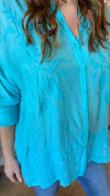 JOHNNY WAS Embroidered Top (M) NWT!