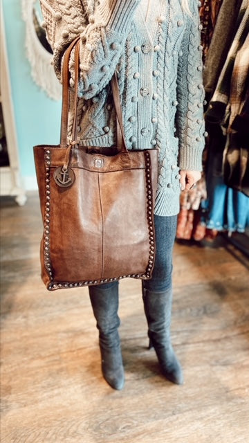 HARBOUR 2ND Large Leather Studded Tote