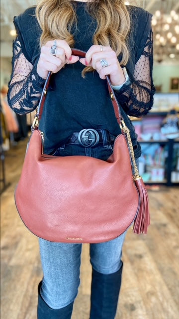 MICHAEL KORS Brown Leather Hobo Handbag