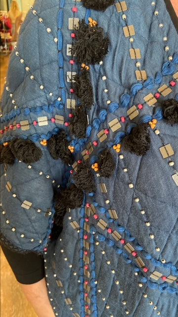 ANTHROPOLOGIE/BLANK Teal Beaded Kimono NWT! (O/S)