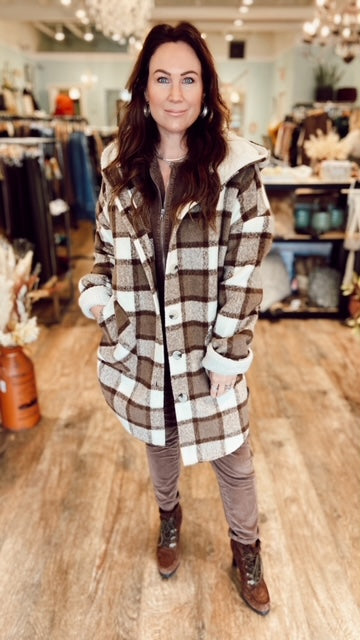 RD Brown Plaid Coat