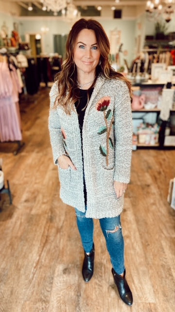 CRISTINA Hooded Embroidered Cardigan (S)