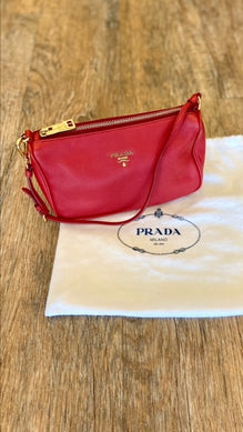 PRADA Red Vitello Daino Pochette – Bella Women's Consignment Boutique