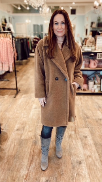 MARELLA Camel Teddy Coat (8)