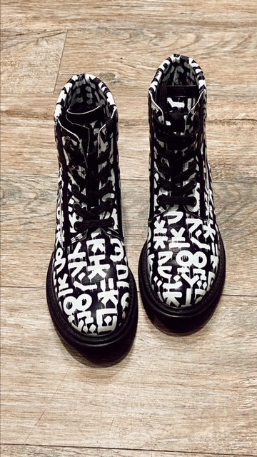 GEOX Black & White Leather Boots (7)