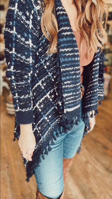LINE ITALY Navy Knit Cardigan (S/M) NWT!