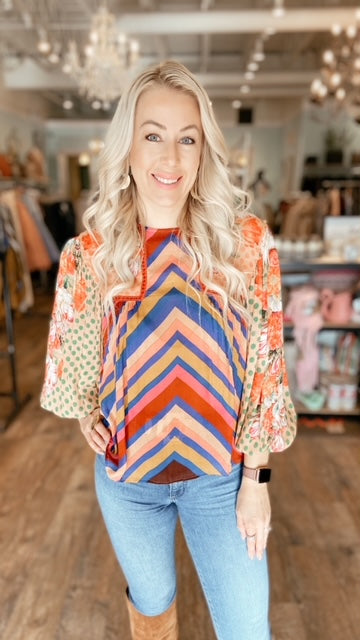 BLINK LONDON Pink Multi Print Blouse (XS)