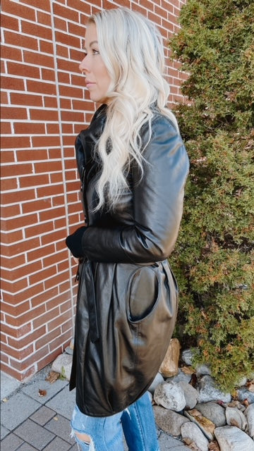 DANIER Leather Belted Coat (XS)