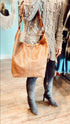 ROOTS Brown Tribe Leather Hobo Bag