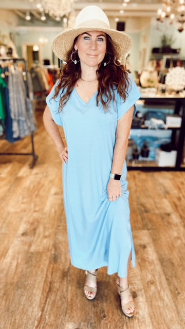 B YOUNG Blue Midi Dress