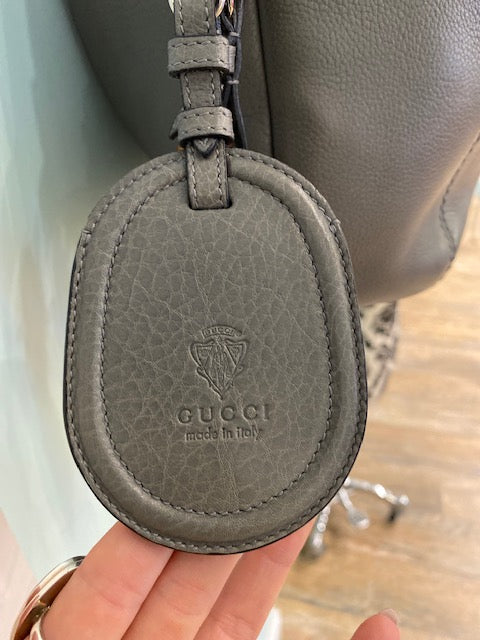 GUCCI Grey Leather Hobo