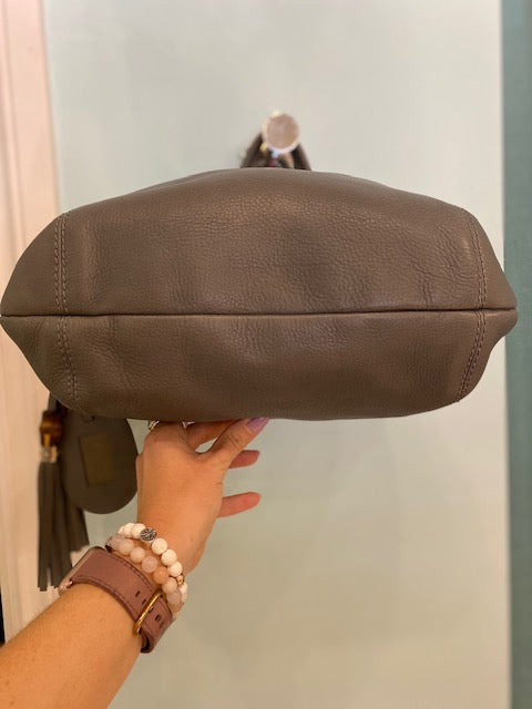 GUCCI Grey Leather Hobo