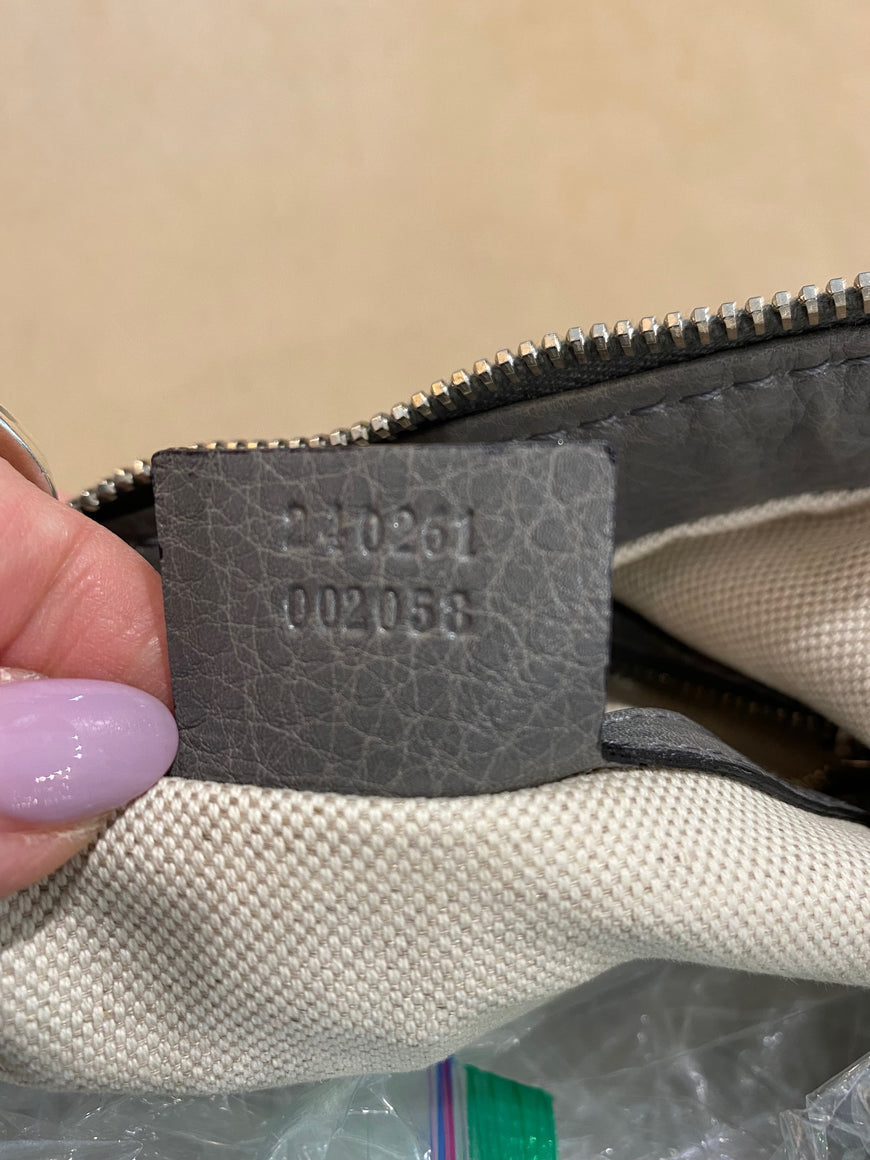 GUCCI Grey Leather Hobo