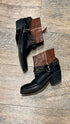 SAM EDELMAN Brown/Black Leather Stud Ankle Boots (37)