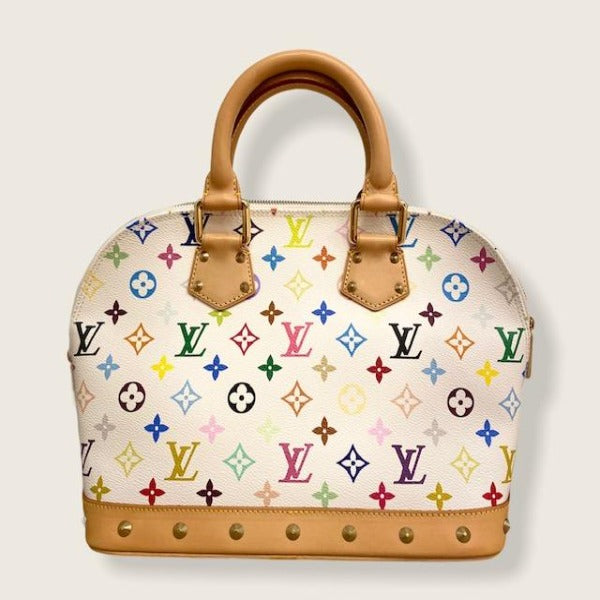 LOUIS VUITTON White Multicolor Monogram Canvas Alma Bag