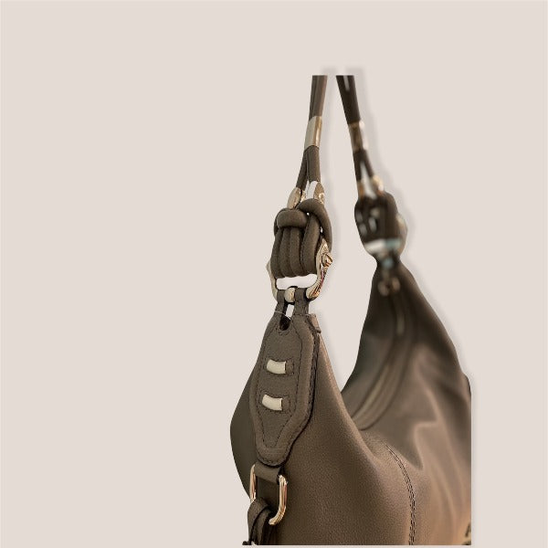 GUCCI Grey Leather Hobo