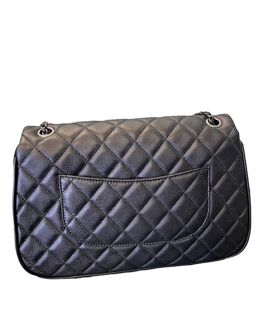 CHANEL Black Quilted Calfskin Leather Medium Frame in Chain Flap Bag