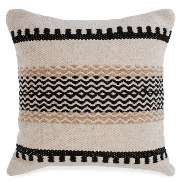 CUSHION - Black & Natural Woven