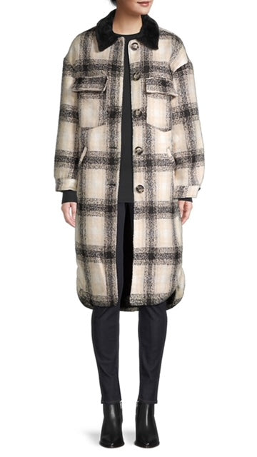 APPARIS Plaid/Faux Fur Lined Coat (M)