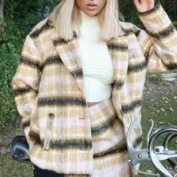 FOR LOVE & LEMONS Plaid Coat (S)