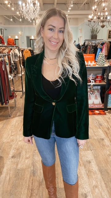 SMYTHE-Emerald Velvet Blazer (6) fits 4