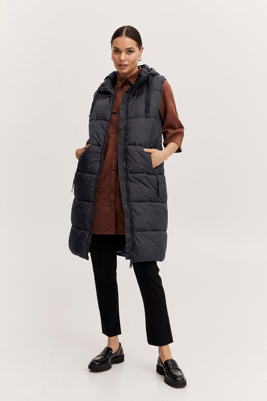 BYOUNG Long Puffer Vest - Black