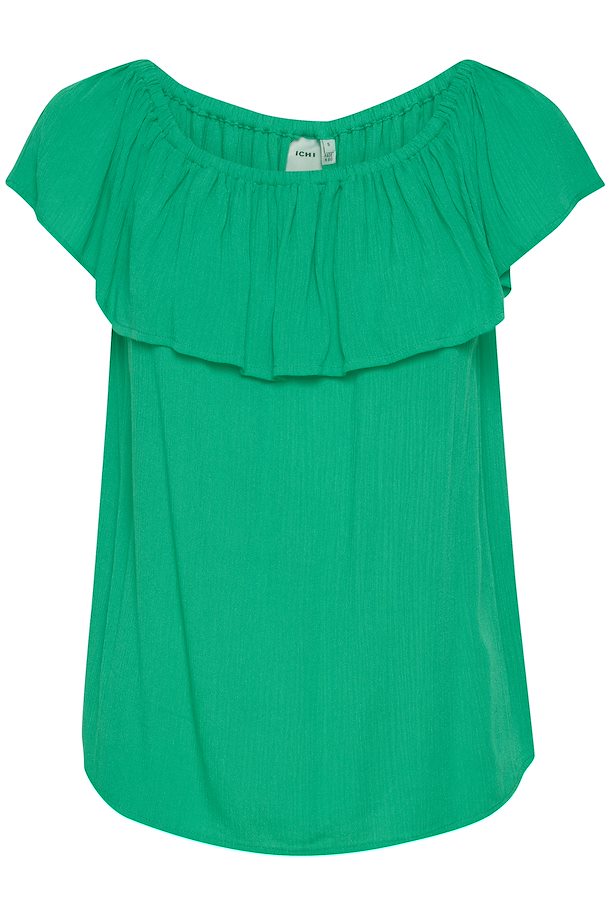 ICHI Green Ruffled Top
