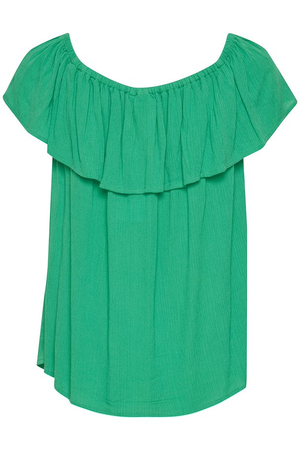 ICHI Green Ruffled Top