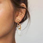 WELL DUNN Milky Gold Starburst Pendant Earrings