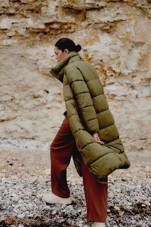 BYOUNG Olive Long Puffer Coat