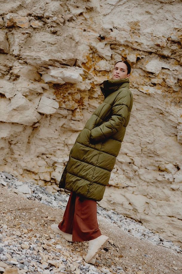 BYOUNG Olive Long Puffer Coat