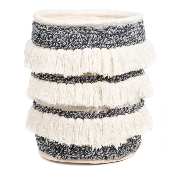 SAMBA Fringed Gray Knit Basket